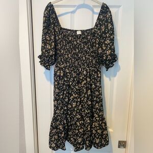 Floral Smocked Dress with Puff Sleeves